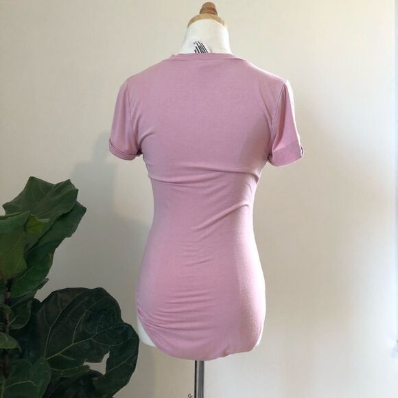 Free People V Neckline Bodysuit Pink Small - Picture 6 of 9